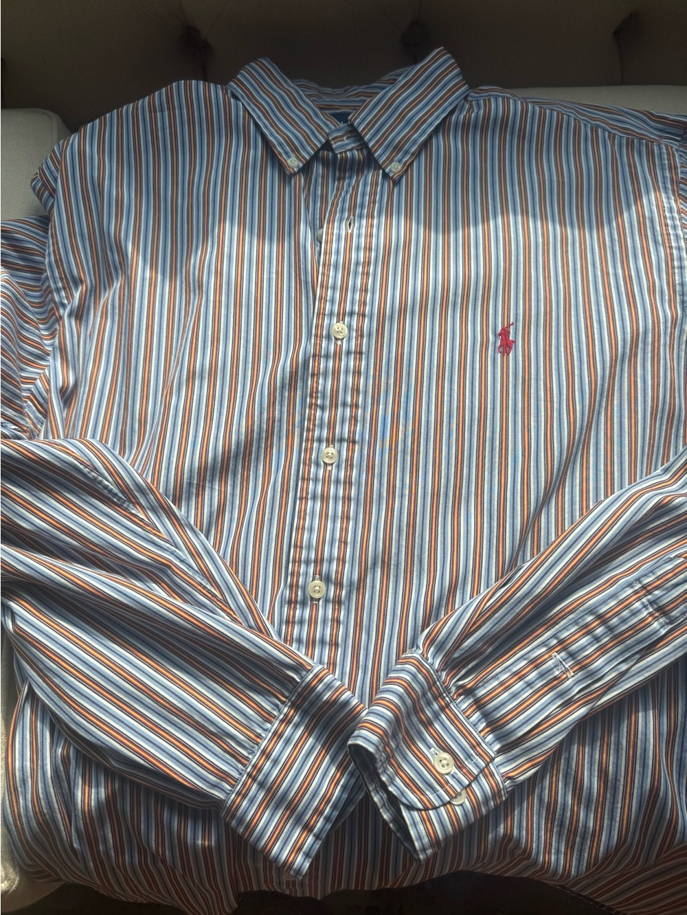 Ralph Lauren polo Multi-Stripe Button-Down Shirt Blue/Orange/White large men’s